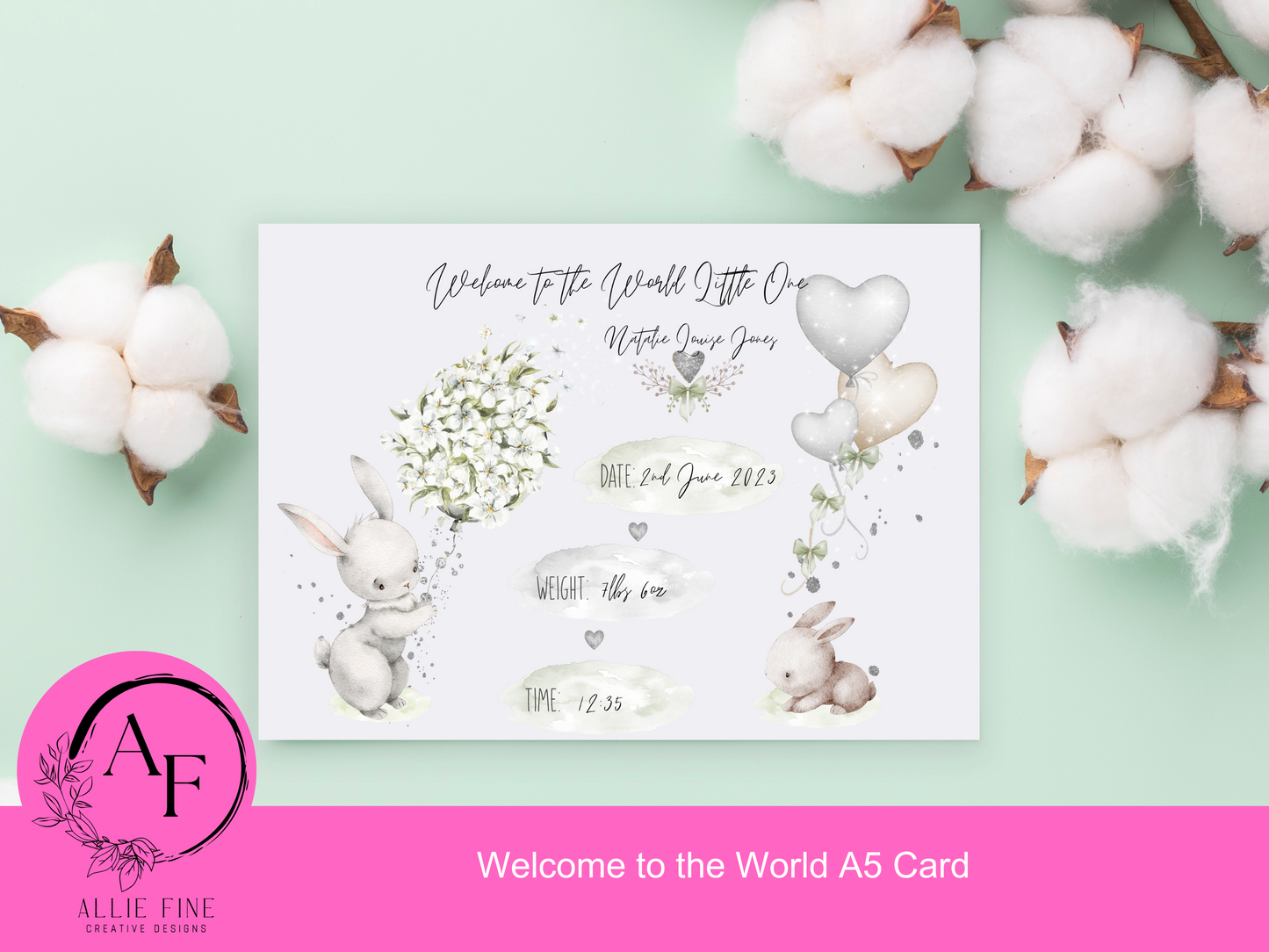 Welcome to the World A5 Card and Envelope